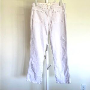 Joes jeans vintage high rise front patch pockets cropped straight white jeans